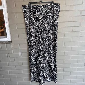 Anthropologie NWOT 90s Butterfly Floral Black & White Maxi Slip Skirt Boho XL
